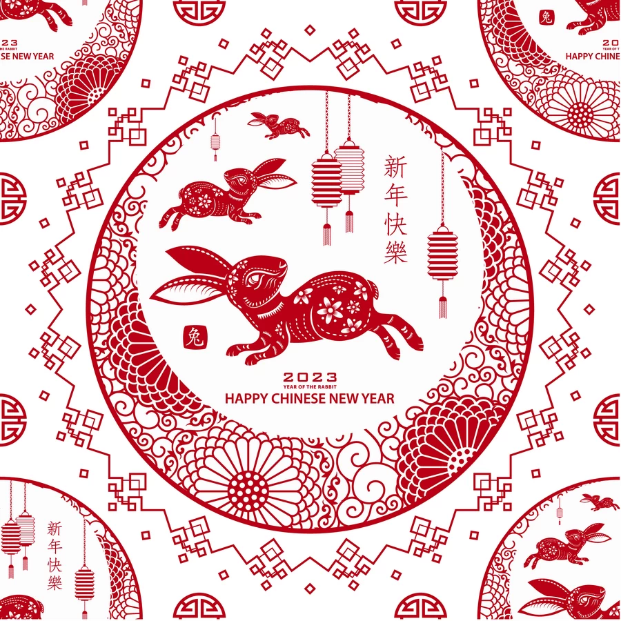 2023兔年新年春节新春平面设计印花无缝背景图案AI矢量设计素材【023】